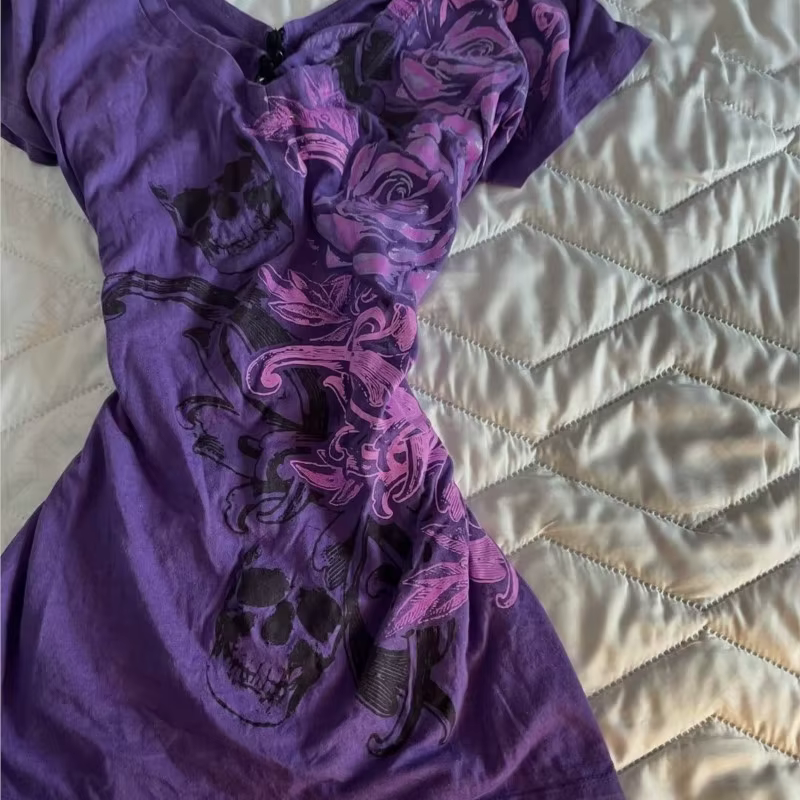 T-shirt esthétique violet pour femmes