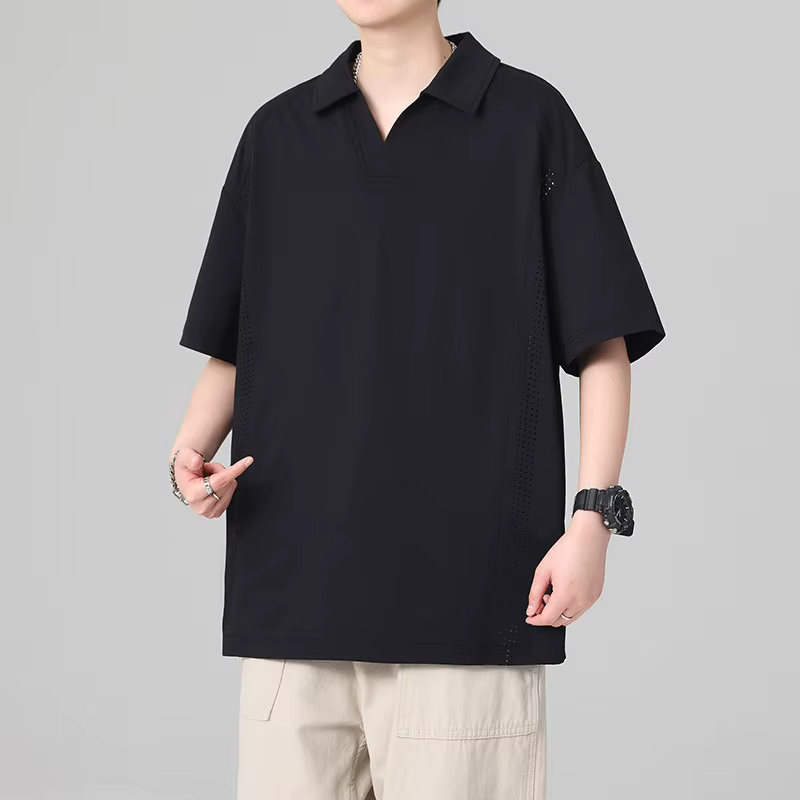 Polo pour homme à col cranté avec empiècements en maille