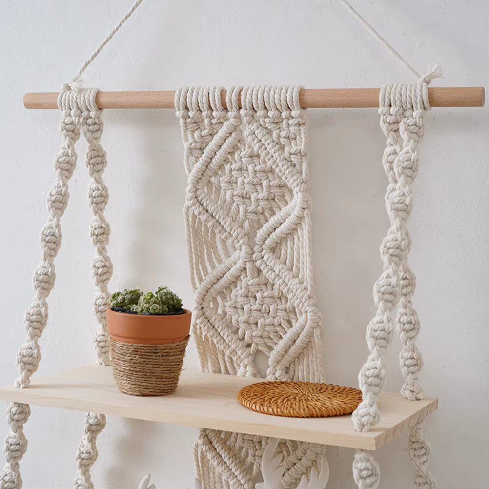 Décoration murale bohème pour chambre à coucher, étagère bohème, ULtissée flottante, étagères en bois et rangement des plantes