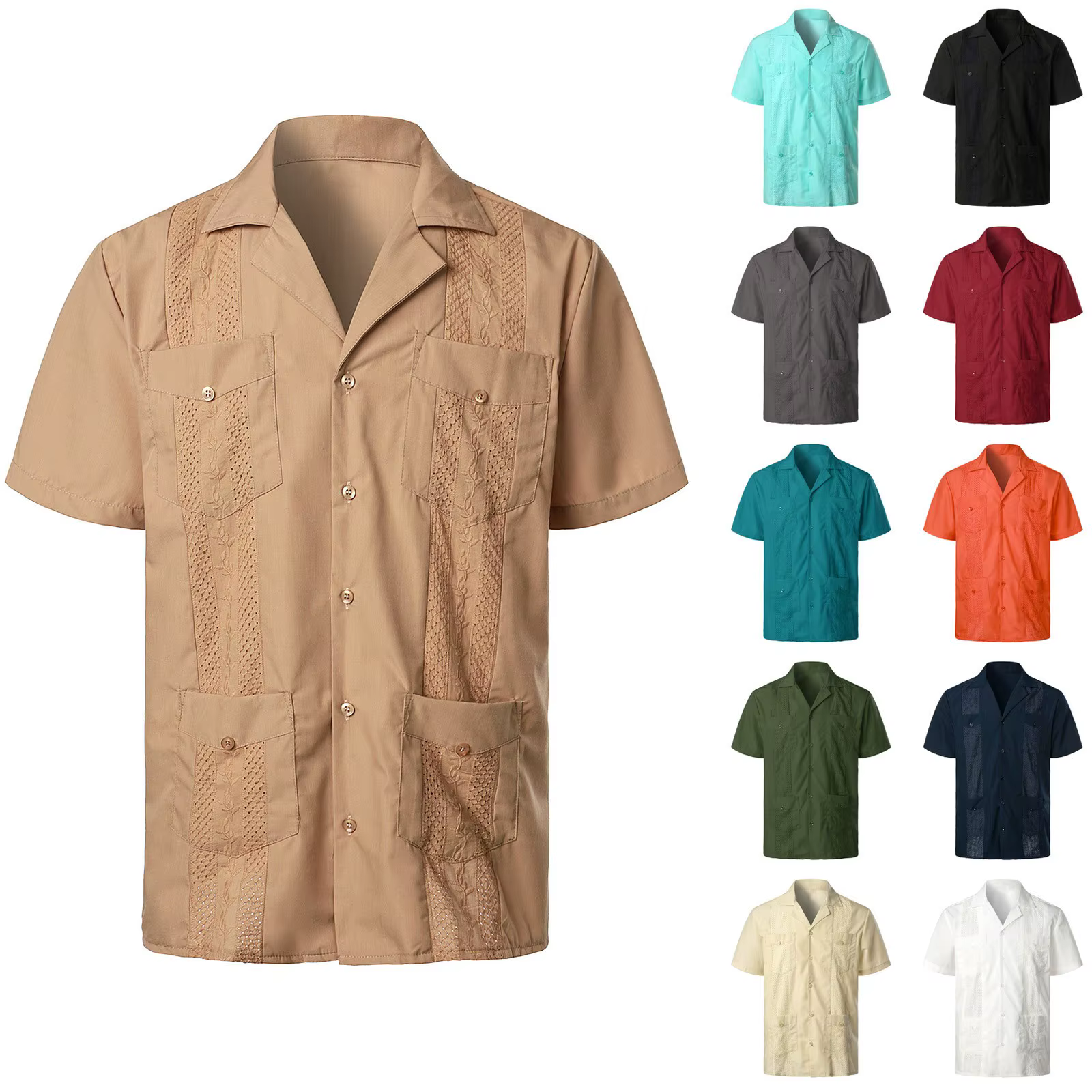 Mode homme Guayabera traditionnel mexicain Cuba chemises de plage printemps et été loisirs bouton Style arabe