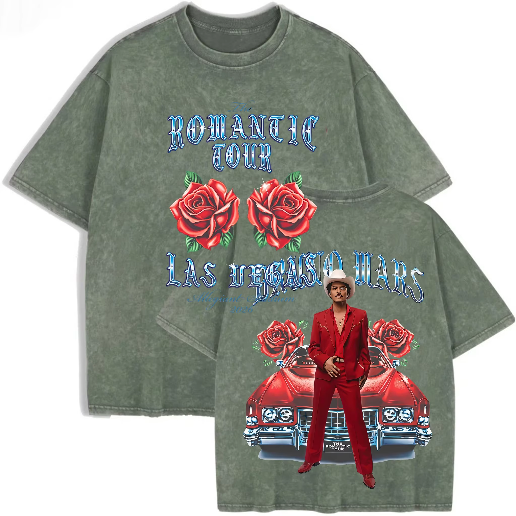 T-shirt vintage délavé Bruno Mars The Romantic Tour Las Vegas 2026