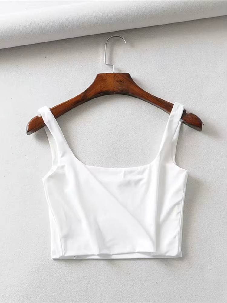 Offre spéciale 2025 été femmes Sexy hauts sans manche mode court col carré débardeurs 4 couleurs