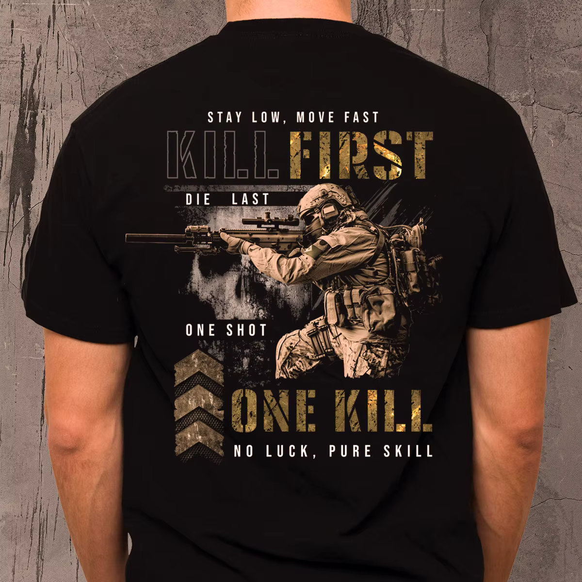Restez le faible mouvement rapide. T-Shirt de Sniper militaire nouveau 100% coton col rond manches courtes été