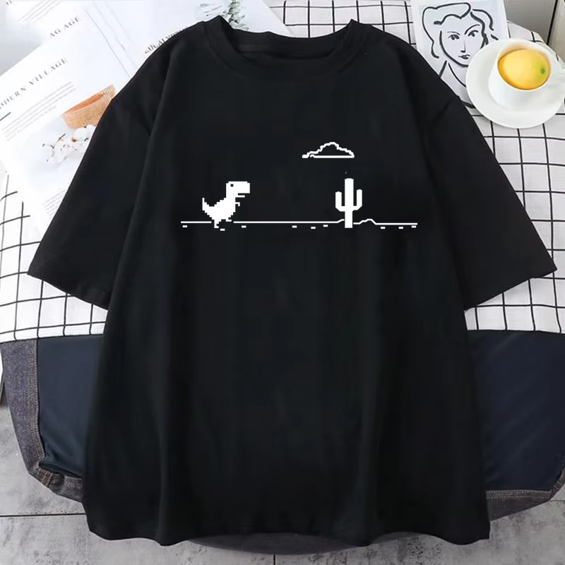 2025 T-shirts pour hommes imprimé dinosaure Cactus hauts drôles été coton T-shirt
