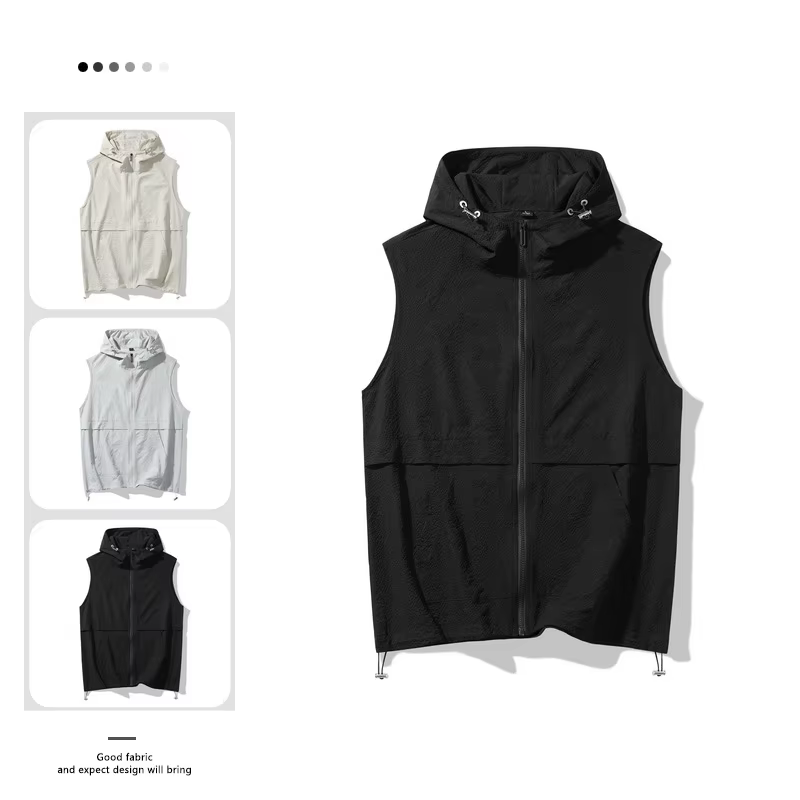 Vêtements de travail américains gilet sans manches veste pour hommes 2025 été nouvelle mode en plein air à capuche sport