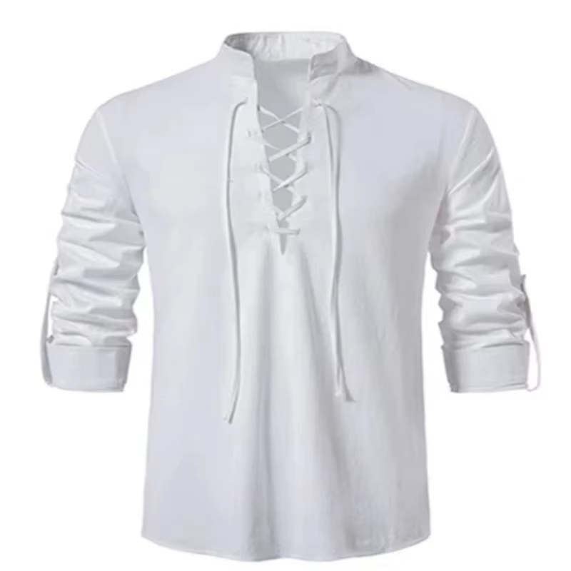 T-shirt à manches longues et col en V pour hommes