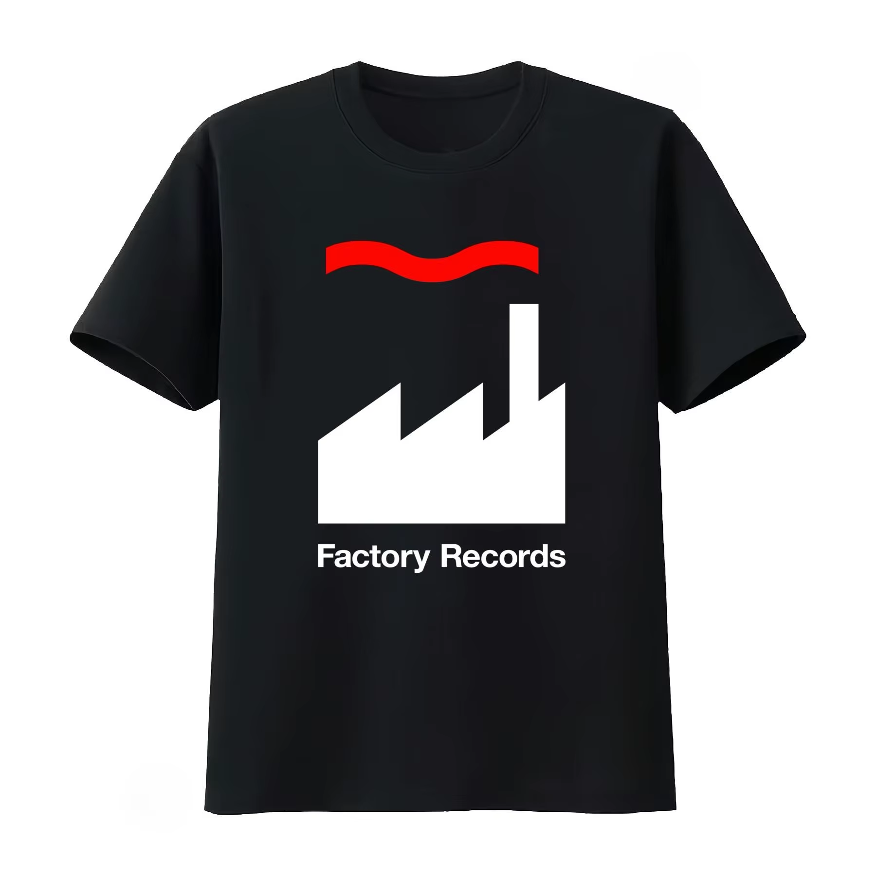 T-shirt Factory Records disponible en noir et blanc classiques