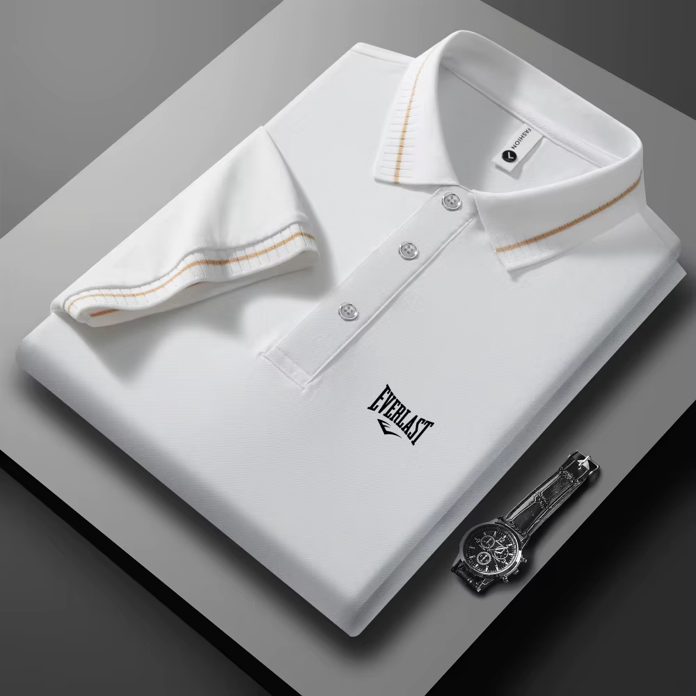 Polo Homme de Luxe à Manches Courtes avec Lettres Gaufrées