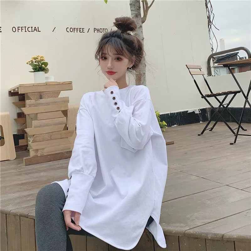 Coton blanc t-shirts 2025 vêtements plaine bleu femme hauts femmes