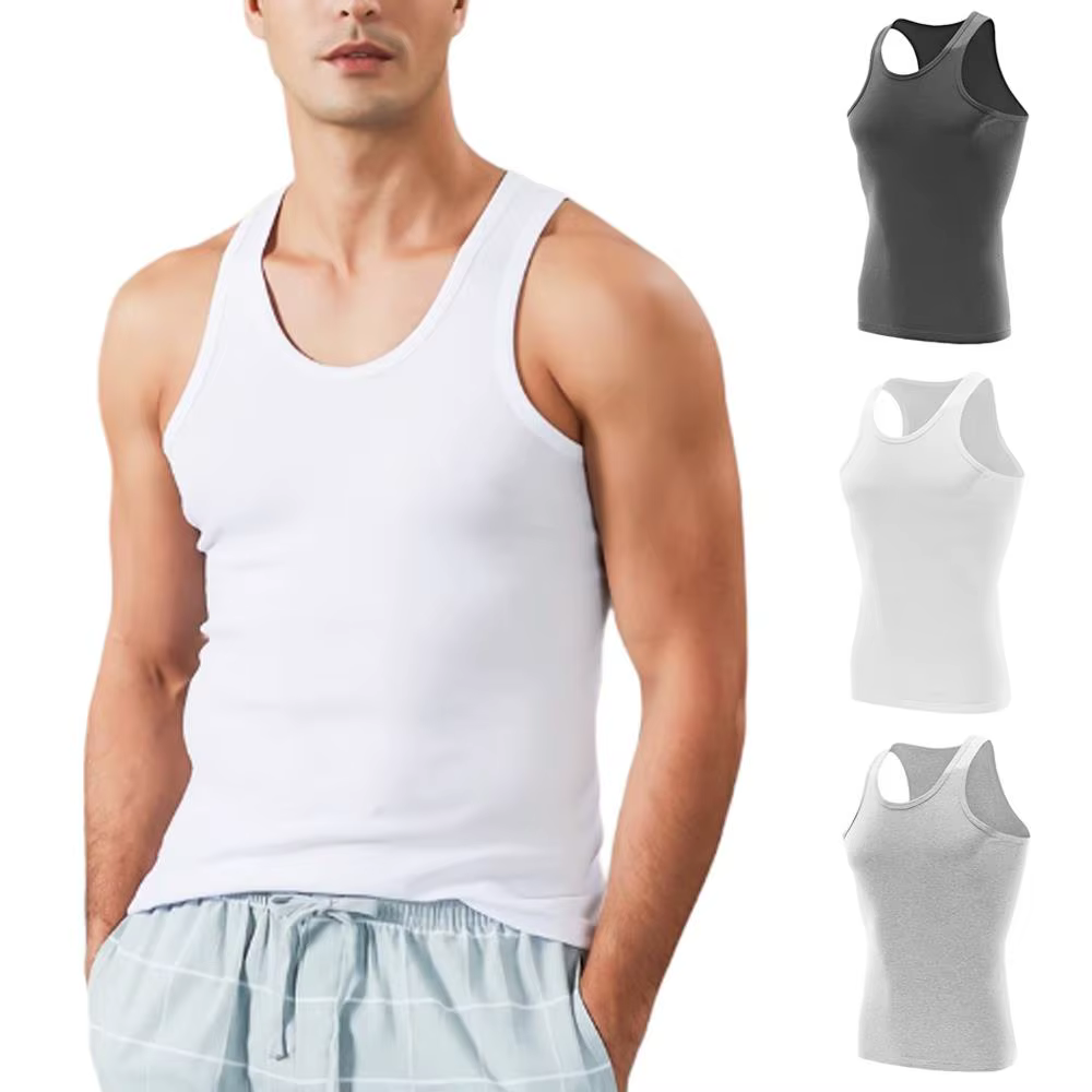 100% pur coton blanc gris noir hommes débardeurs été grande taille Singlets Fitness