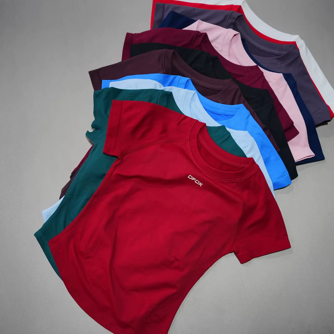 DFDK T-shirt élastique à manches courtes pour femme
