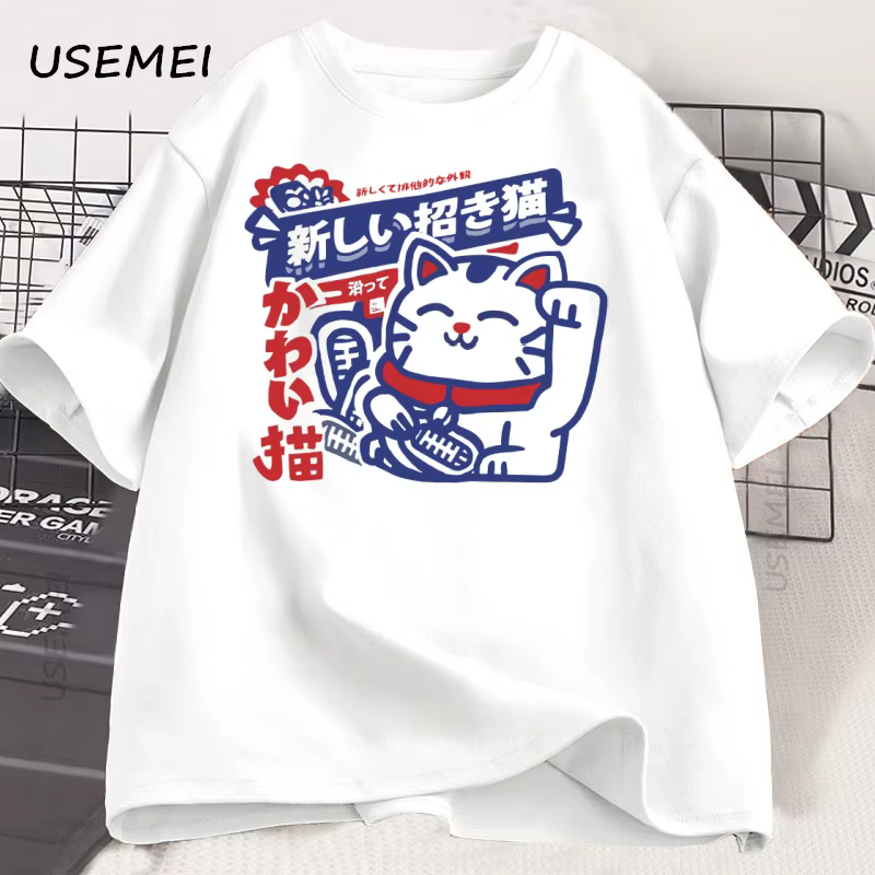 Kawaii Anime chat imprimé T-Shirt Style japonais coton