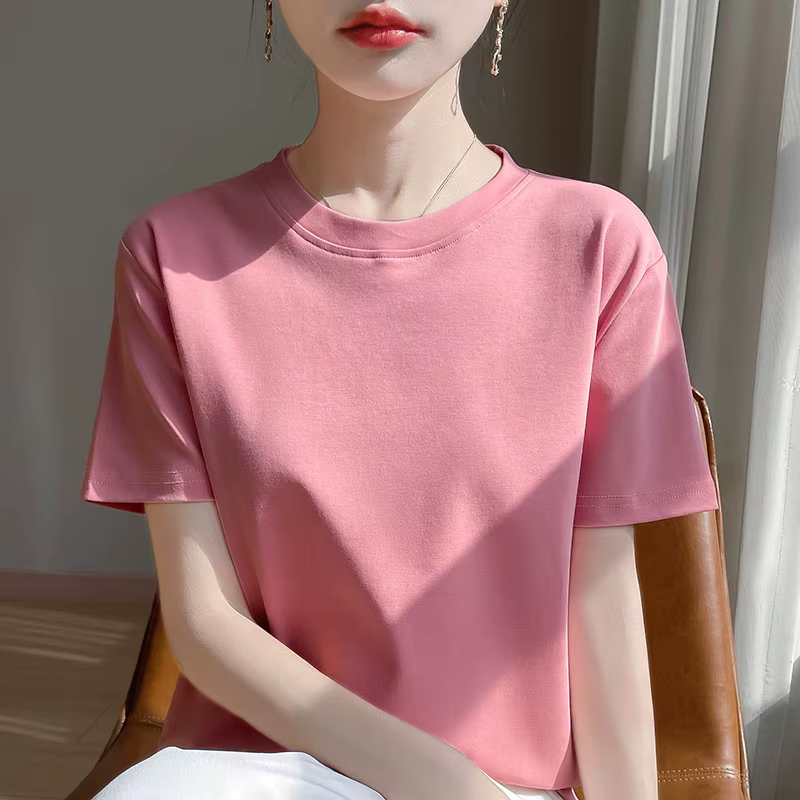 T-Shirt d'été en coton mercerisé Orange pour femme