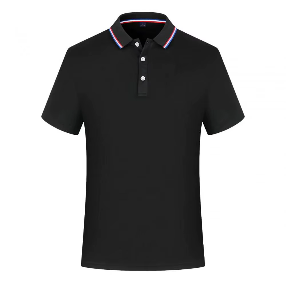 Polo uni pour hommes, col rayé, manches courtes, séchage rapide, respirant, décontracté, pour un usage quotidien, vêtements de travail
