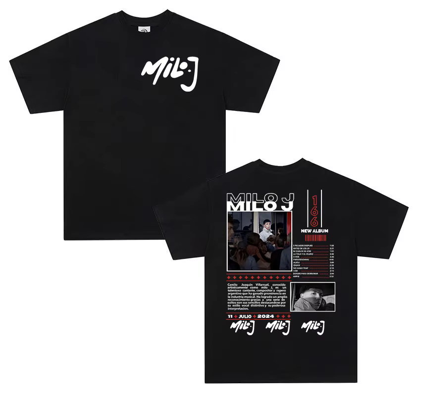 Rappeur Milo J 166 Tour 2025 album T-shirts hommes rétro haute qualité à manches courtes