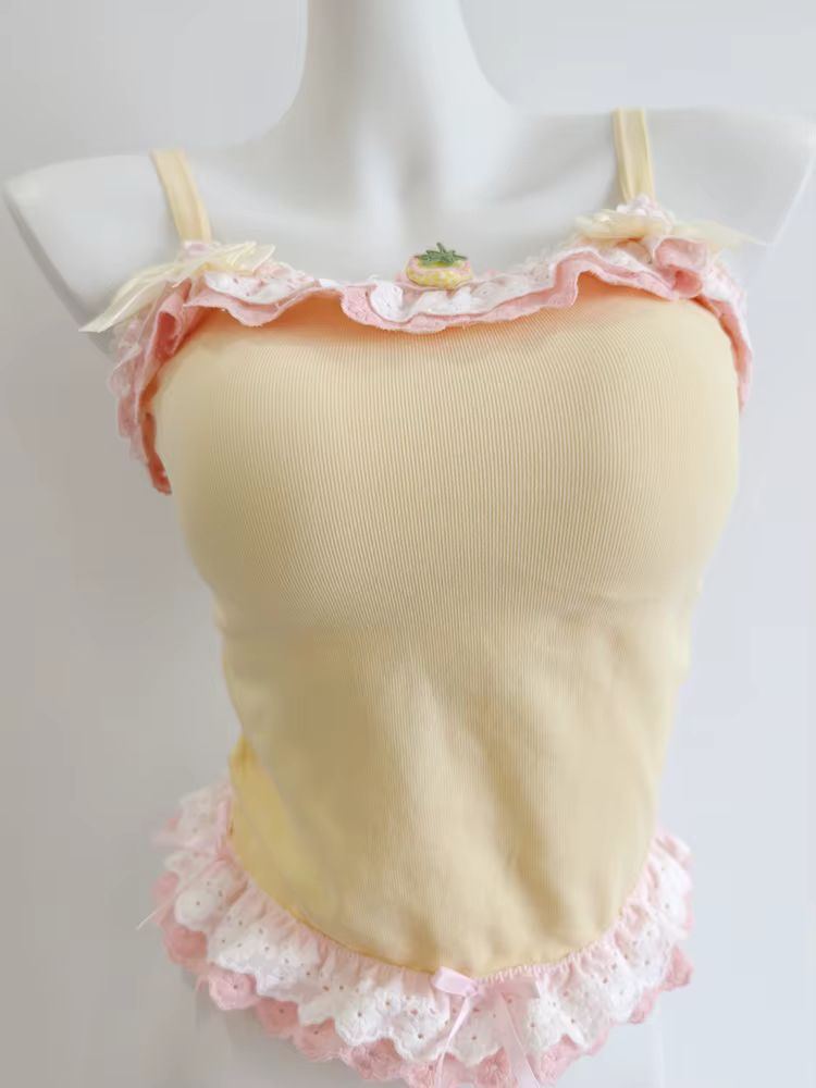 Crop tops jaunes et blancs pour femmes