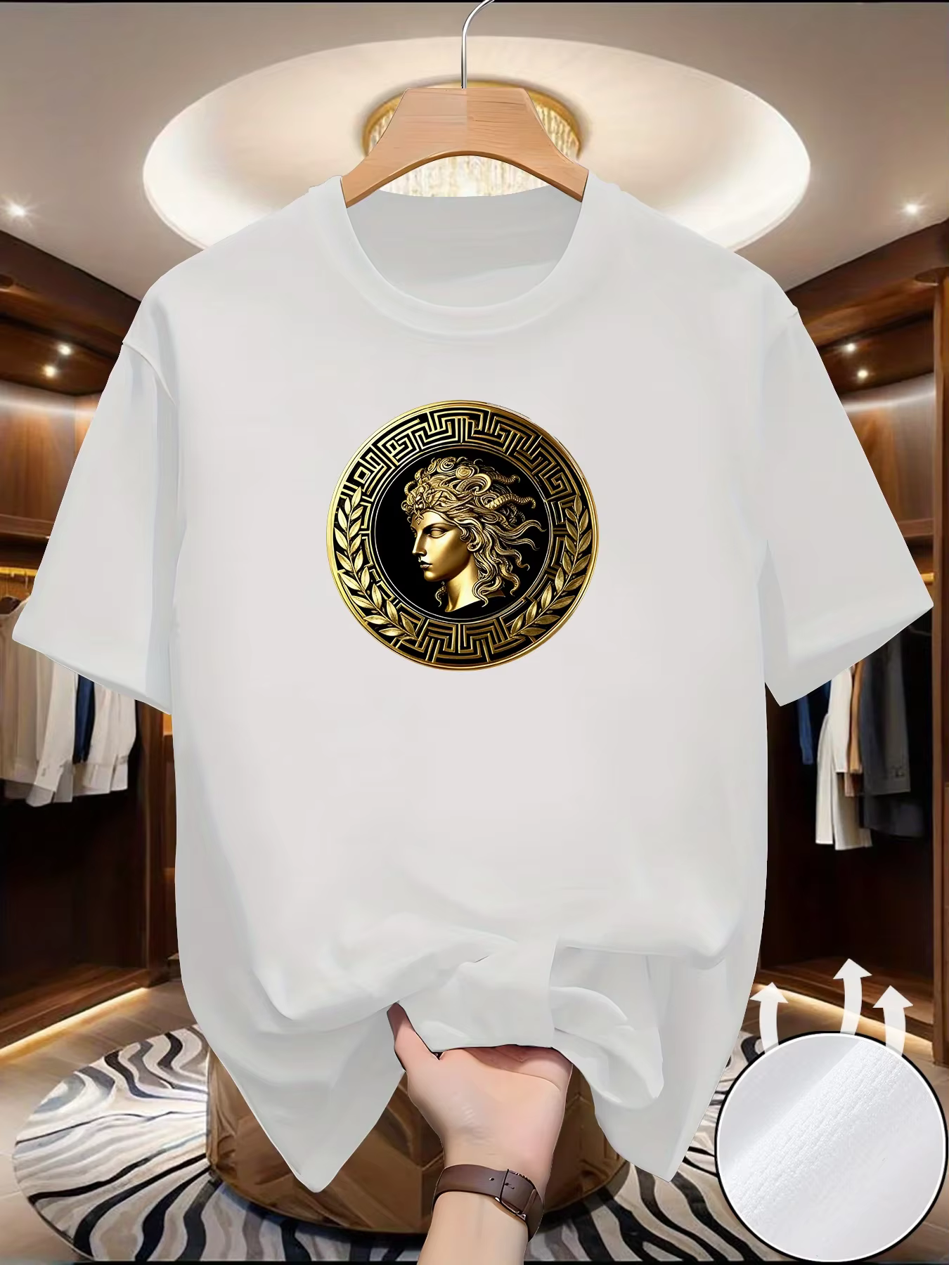 T-shirt Homme Imprimé Visage Latéral