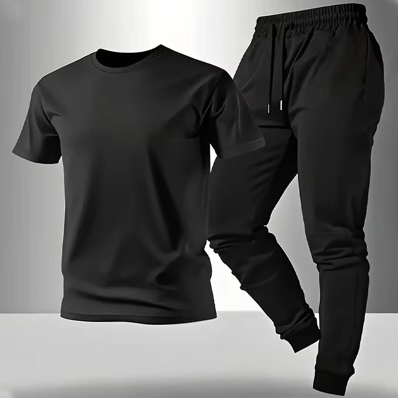 Ensemble Coordonné T-shirts 2 Pièces Été 2026 – Tenue Décontractée Quotidienne à Manches Courtes pour Homme – Confortable et Doux pour la Maison et l'Extérieur – Tailles S-3XL