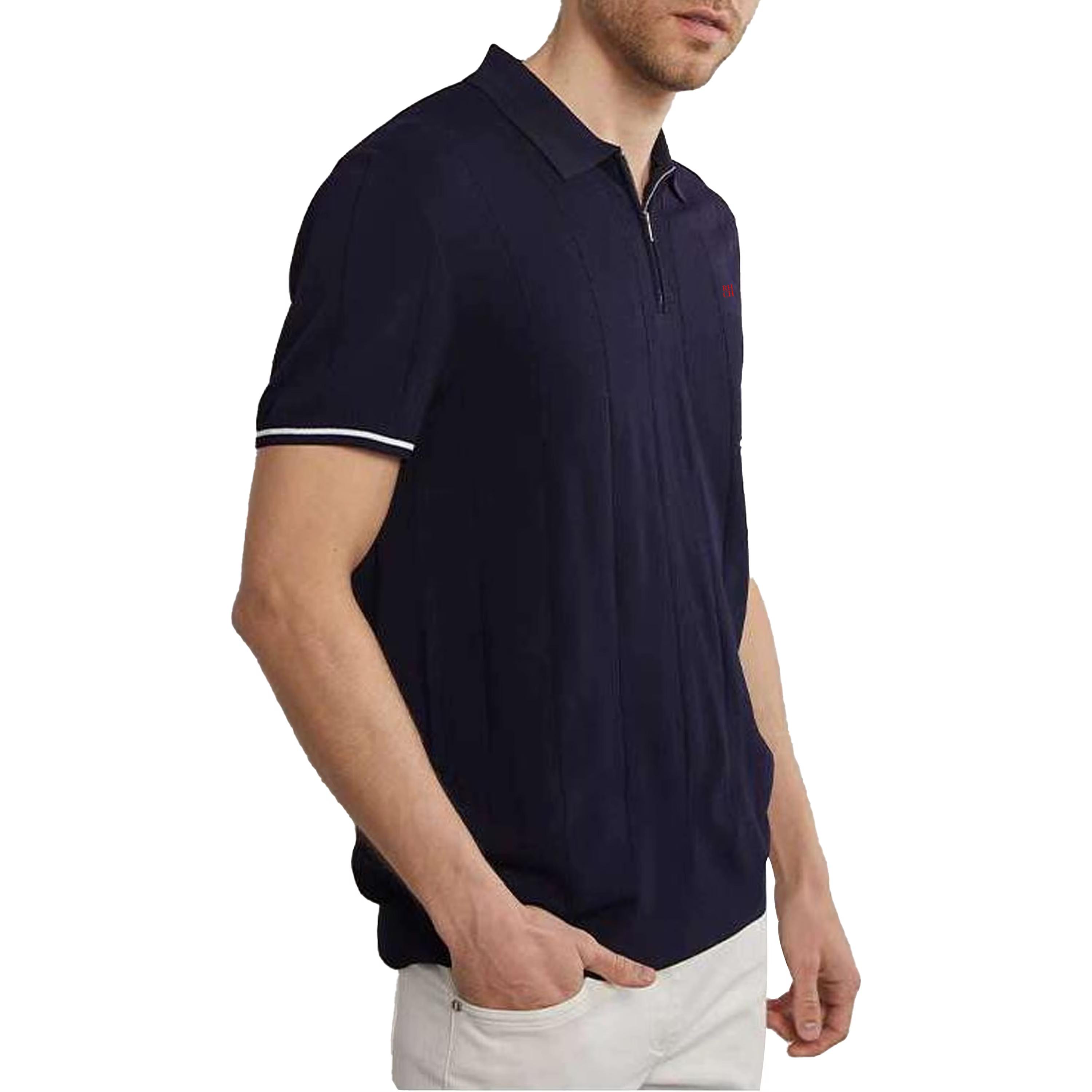 Polo à manches courtes pour homme RHCH avec col demi-zip