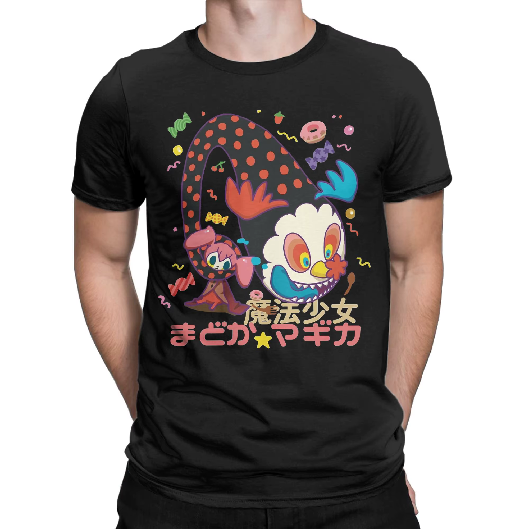 Dessert sorcière Charlotte t-shirt hommes coton T-Shirts décontractés col rond Madoka Magica Anime