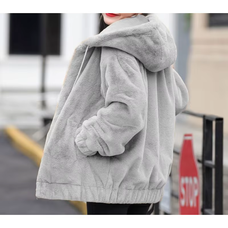 Veste à capuche en flanelle pour femme