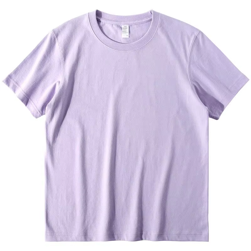 T-shirts pour hommes et femmes 300G lourd gris-violet col rond