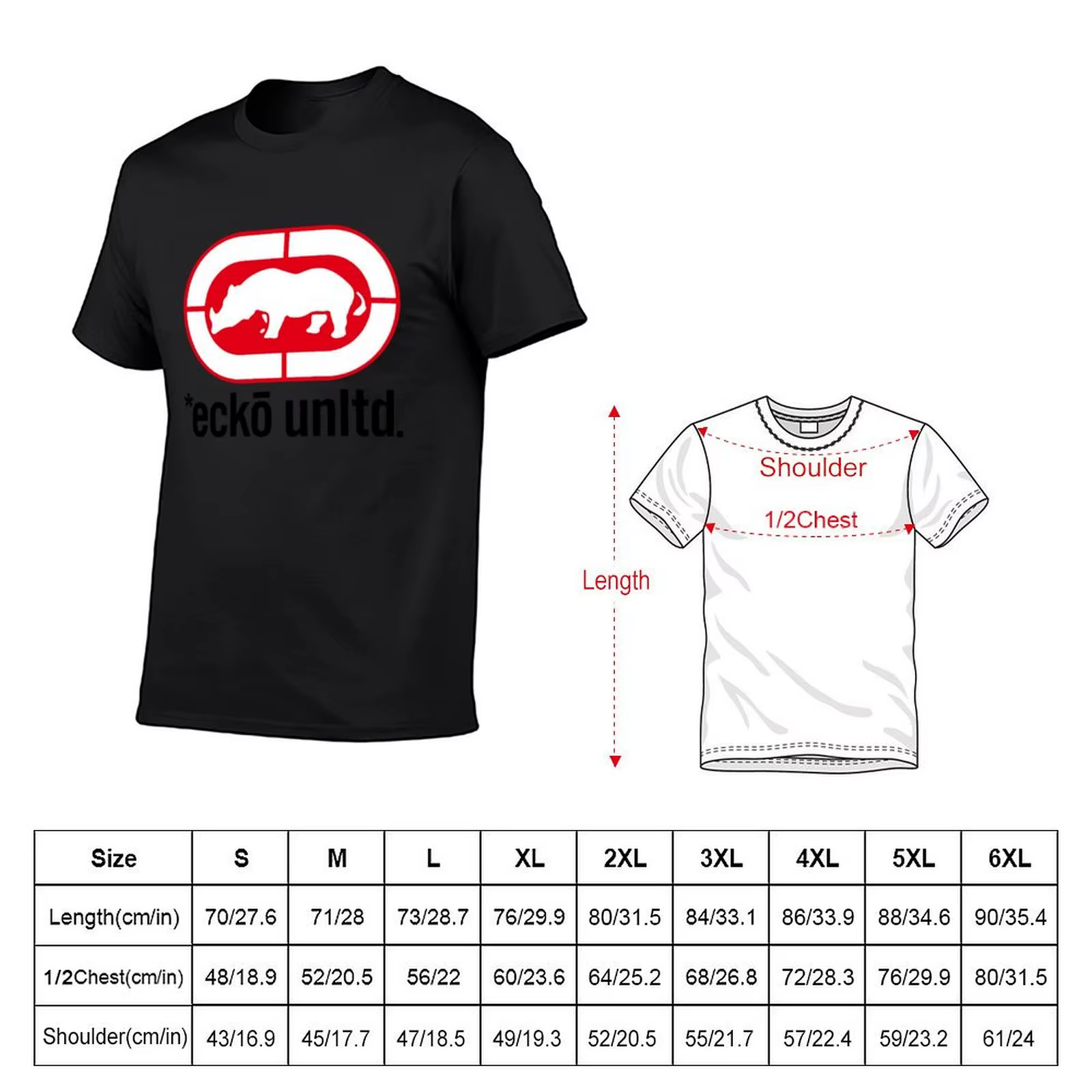 Bal inocéros rouge-Ecko unS2 d. T-shirt homme noir