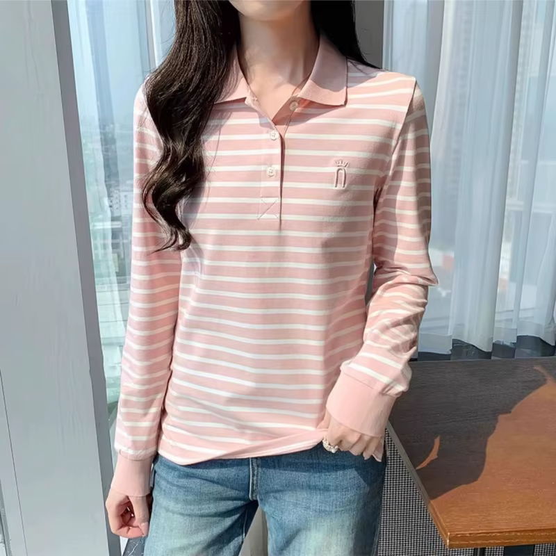 Polo rayé pour femmes, 100% coton
