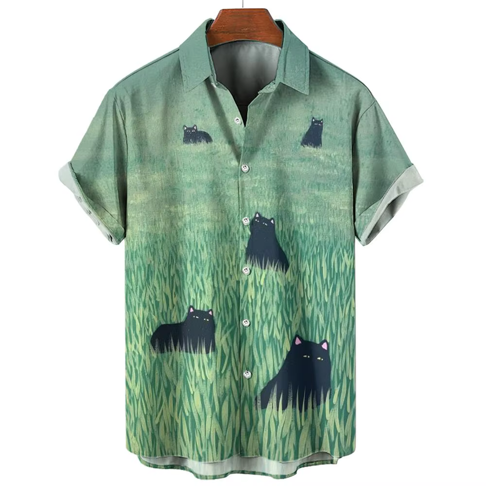 Chemises graphiques Anime Cat pour hommes