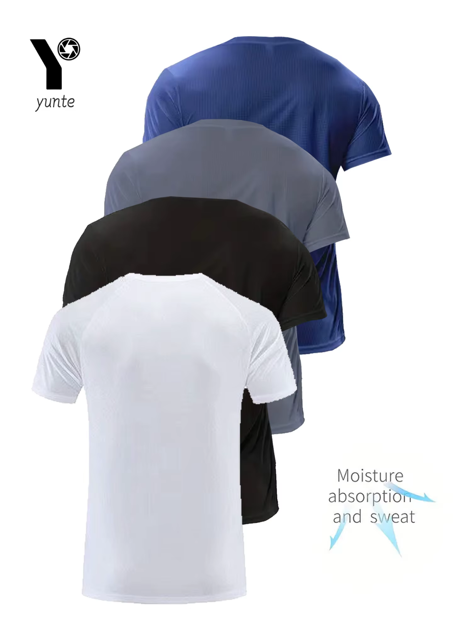 T-Shirt col rond 4 couleurs noir et blanc gris marine ultra-léger homme séchage rapide respirant chemise absorbant la