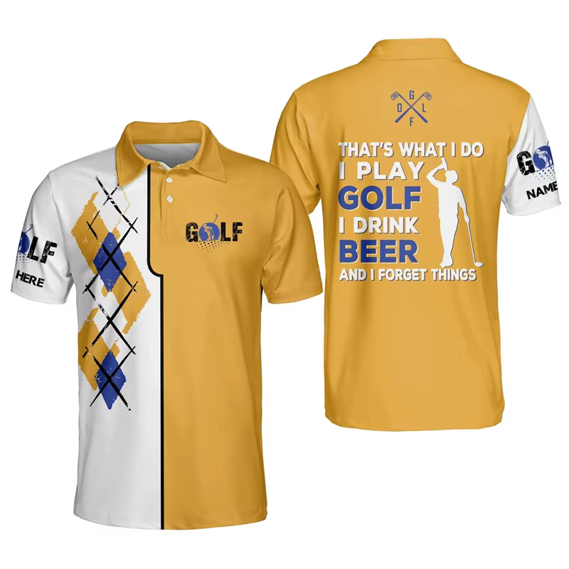 Polos de golf College tête de mort 3D pour hommes et femmes