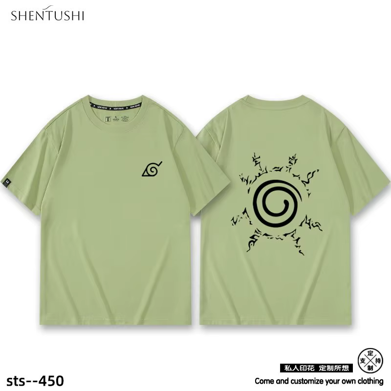 T-shirt pour enfants Naruto Nine Tailed Anime en coton imprimé double face