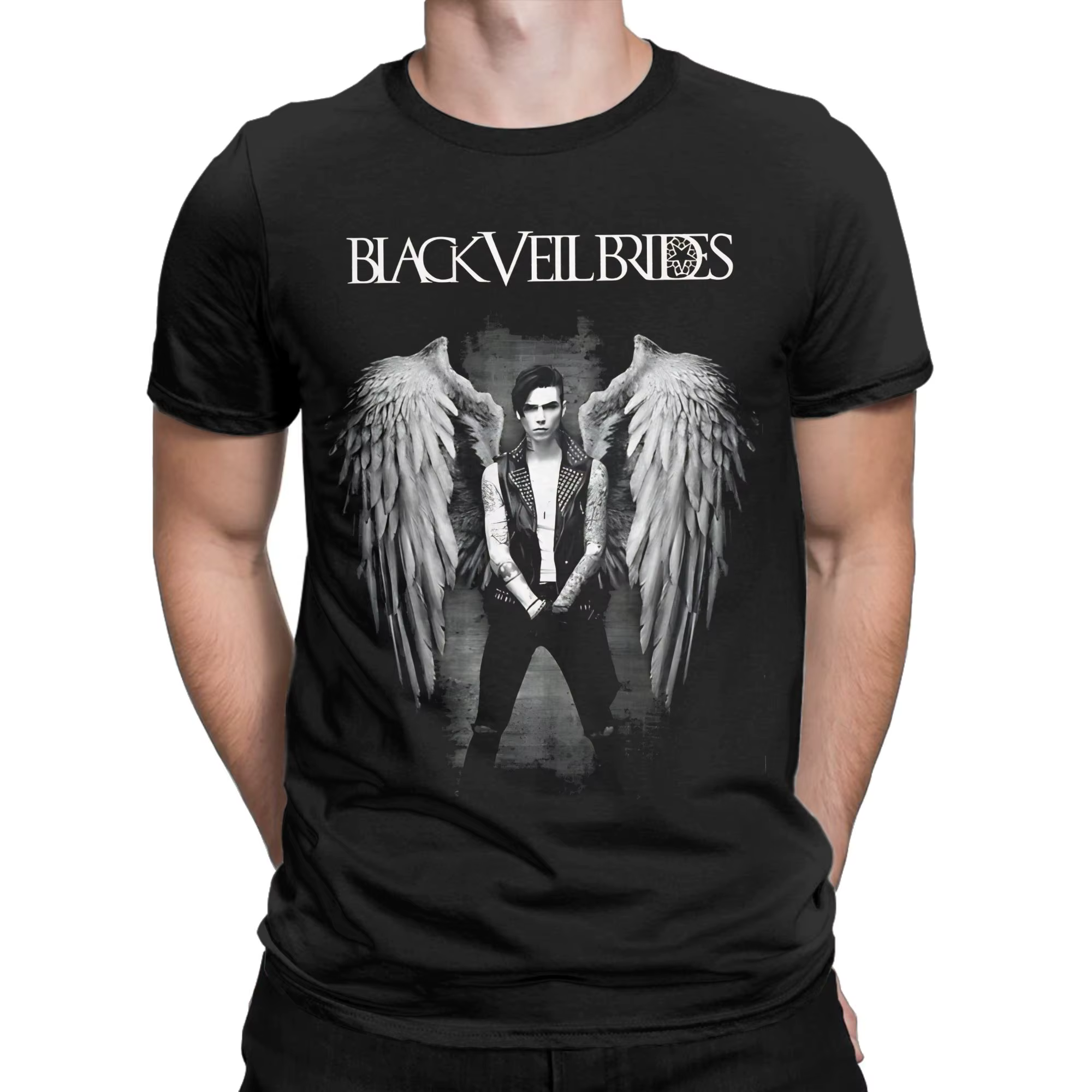 BAND Graphic T-shirt 100% coton B-BLACK VEIL BRIDES Tees Tops pour hommes
