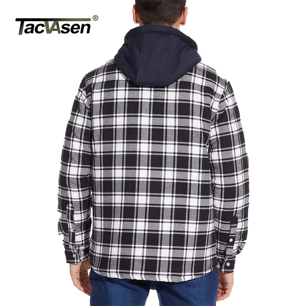 Veste en flanelle pour homme avec capuche amovible