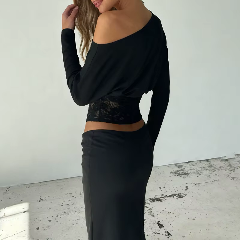 T-Shirt manches longues col ras du cou pour femme