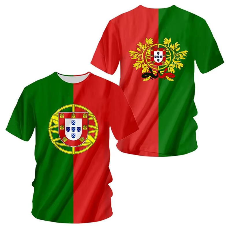 T-shirt imprimé emblème national du Portugal pour hommes