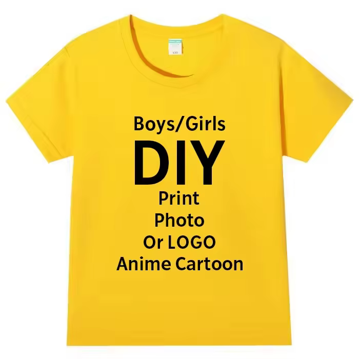 DIY ! T-shirt personnalisé à col rond imprimé 100 % coton pour adultes/enfants, idéal pour les cadeaux. Personnalisable avec votre design, votre logo et votre texte