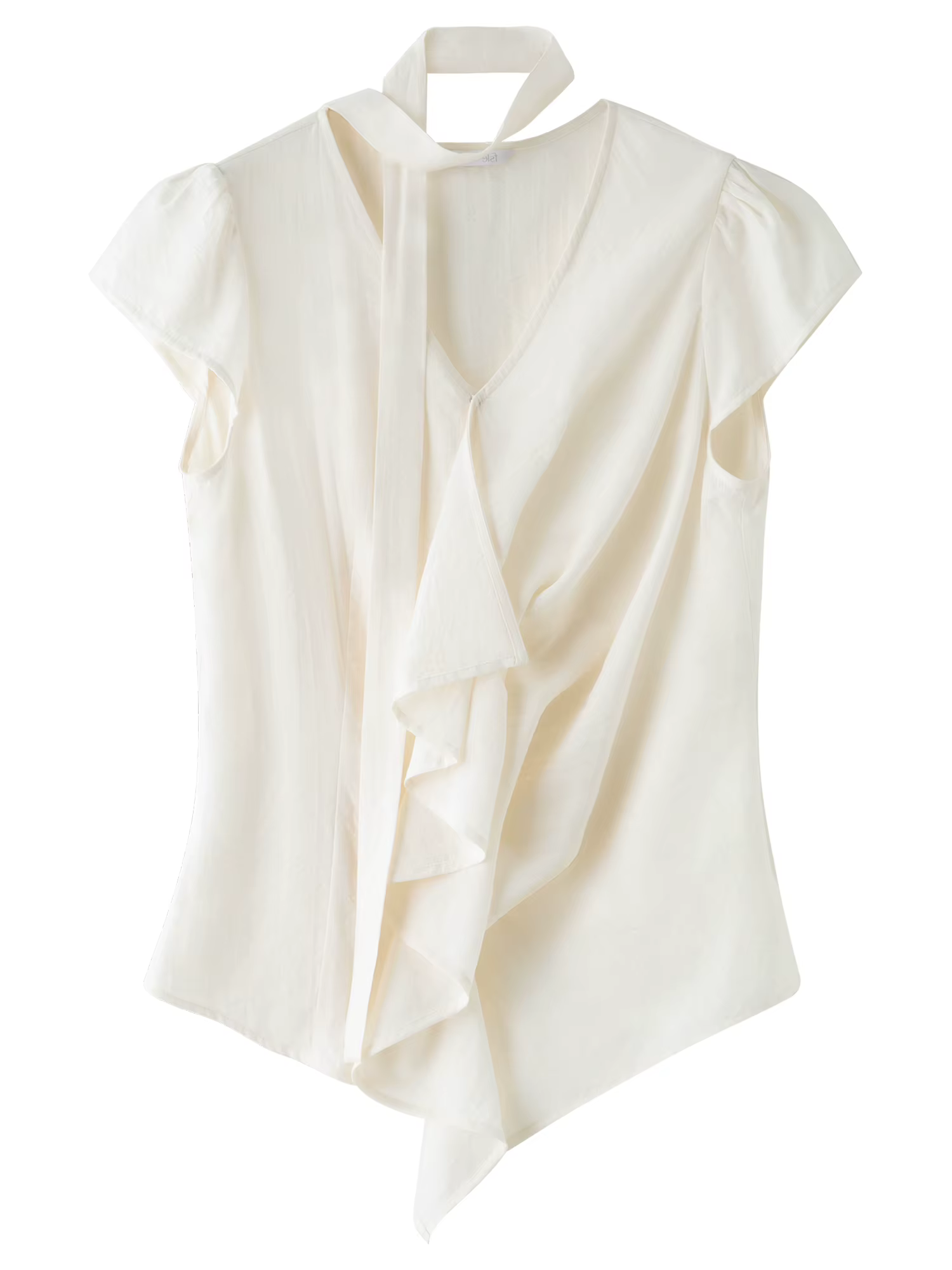 FSLE chemise à volants col en v pour les femmes 2025 été nouveauté tempérament élégant trajet manches volantes mince Chic haut 25FS12683