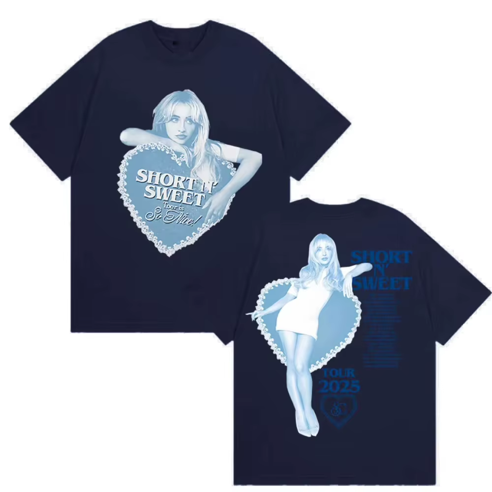T-shirt Sabrina Carpenter 2026 Nouveau Short N' Sweet en mélange de coton pour hommes et femmes