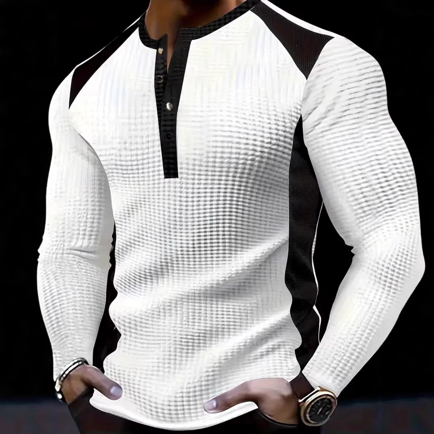 T-shirt à manches longues et col haut pour hommes