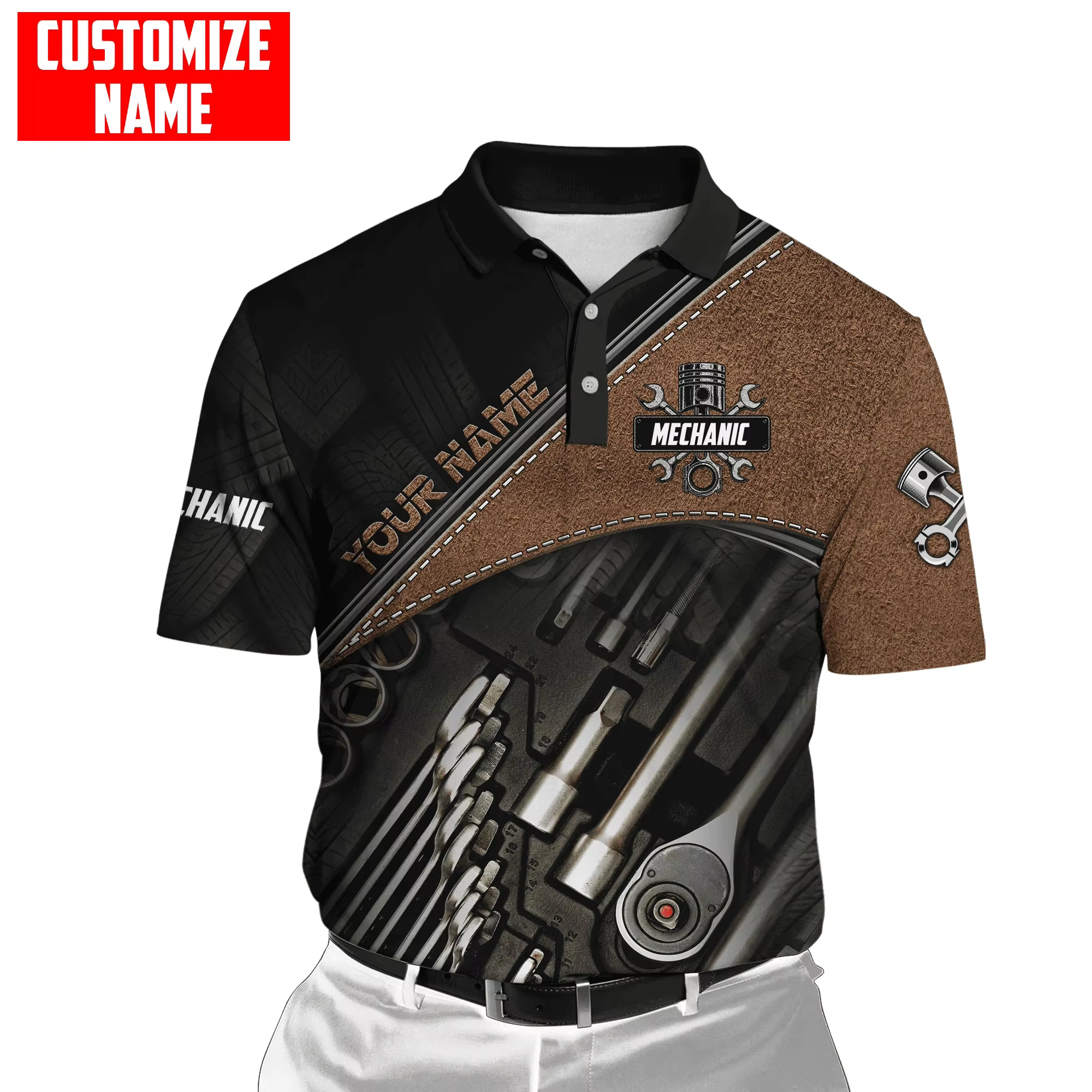 Polo à Manches Courtes avec Nom Personnalisé pour Homme