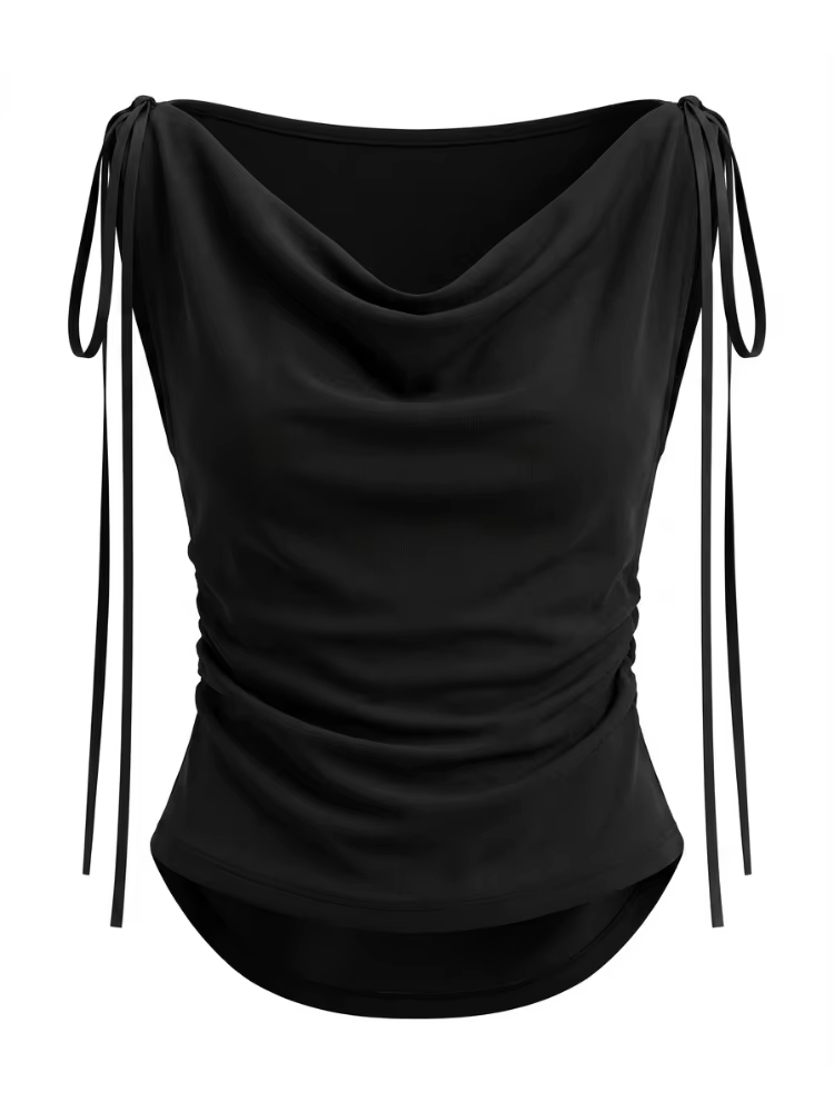 T-shirt femme blanc uni polyvalent à col bénitier Y2K