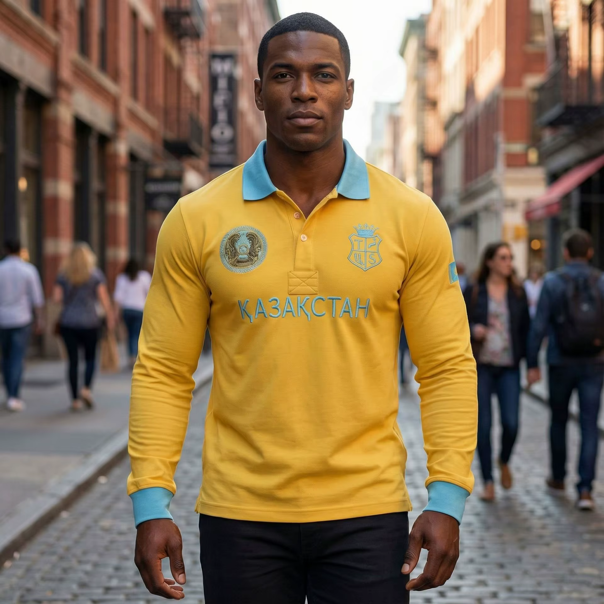 Polo à manches longues pour homme en coton 100% vert