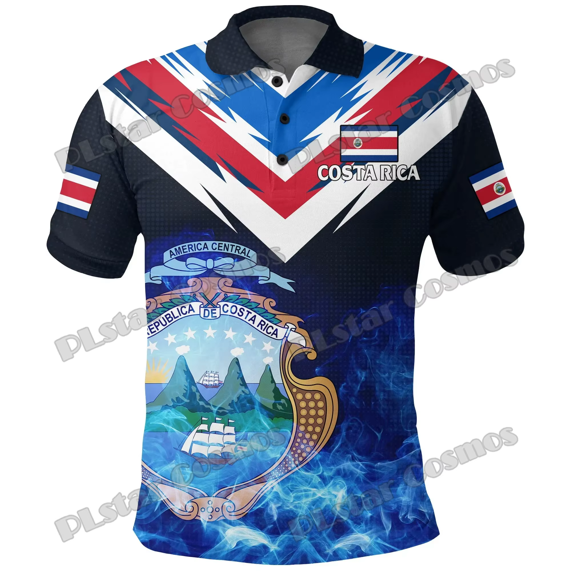 Chili & Costa Rica & El Salvador blason 3D imprimé hommes Polo été décontracté unisexe à manches courtes
