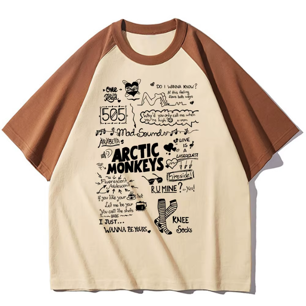 Arctic Monkeys top t-shirts fille Pop Culture numérique Vintage esthétique années 2000 t-shirt rétro coloré Grunge Y2k