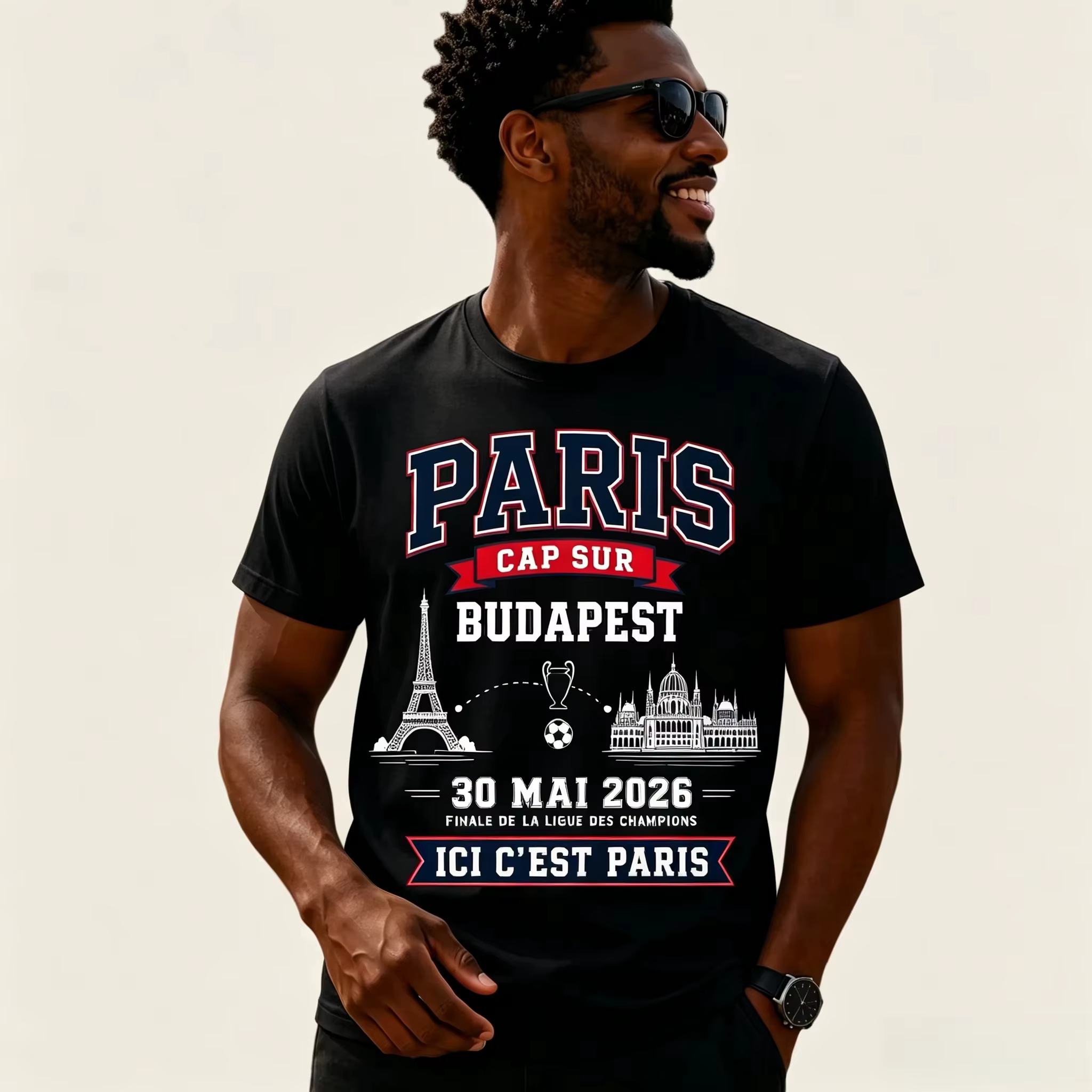 T-shirt Commémoratif PSG Paris Champions d'Europe 2026 Nouvelle Collection Été Homme Femme 100% Coton Mode Col Rond Streetwear Maillot Tee-shirt