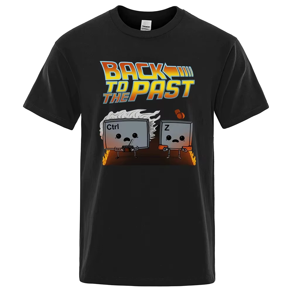 Retour au passé film T-Shirt hommes drôle Ctrl Z imprimé manches courtes été coton vêtements de sport T-Shirts amples homme 80321