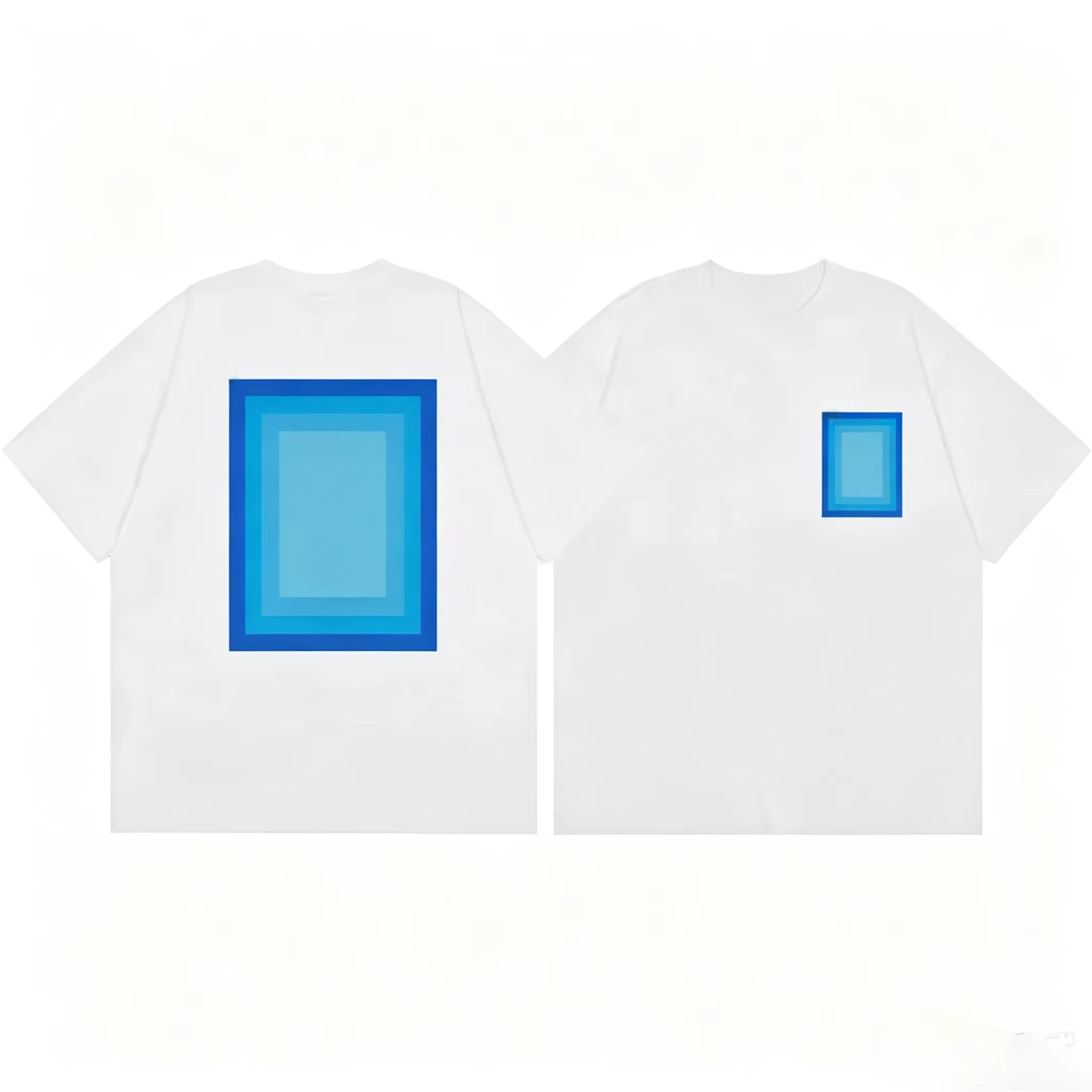 T-shirt en coton unisexe Minimal Casa Blanca avec imprimé bleu sur le devant et le dos