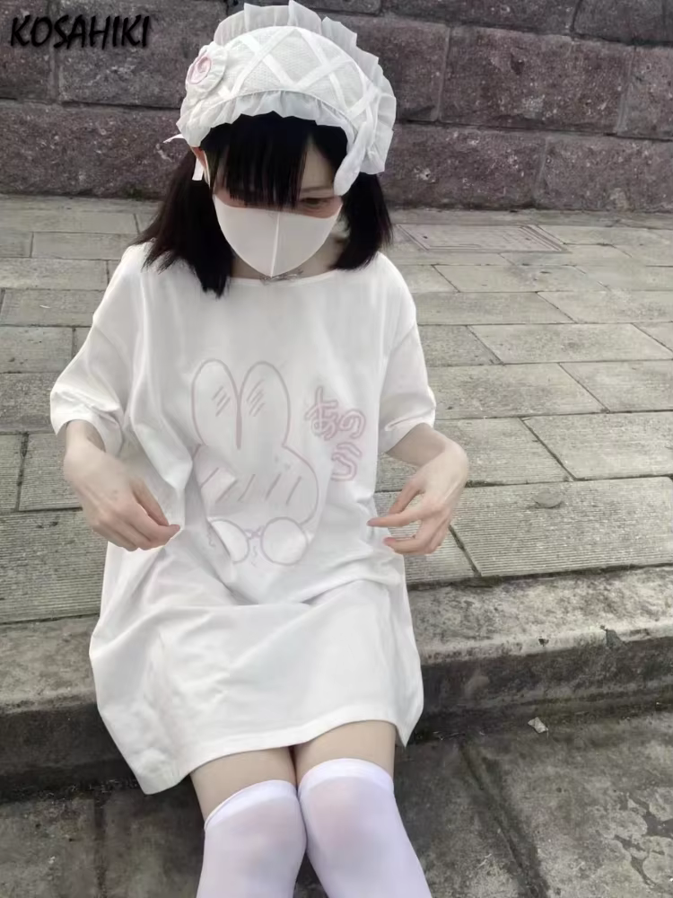 T-shirt imprimé dessin animé Kawaii pour femmes