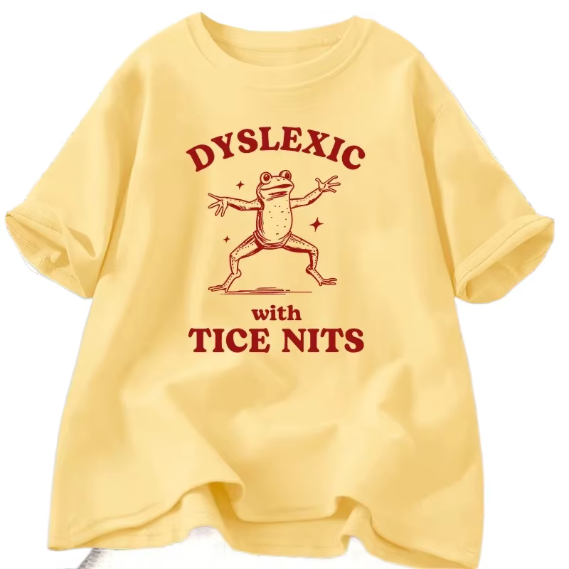 Dyslexique avec Tice Nits t-shirs femmes drôle grenouille t-shirt muet idiot Meme graphique t-shirts Csual à manches courtes femmes vêtements Y2K